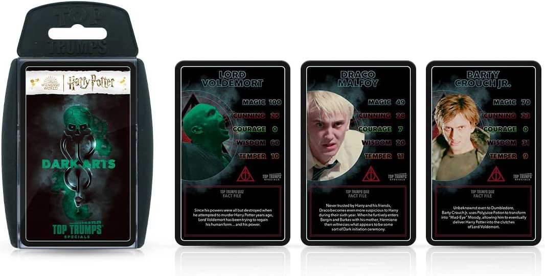 Top Trumps Harry Potter Dark Magic Specials Card Game, Play with Voldemort, Bellatrix Lestrange, Barty Crouch Jr and Draco Malfoy, Educational for 2 plus players makes a great gift for ages 6 plus Single Harry Potter Dark Magic