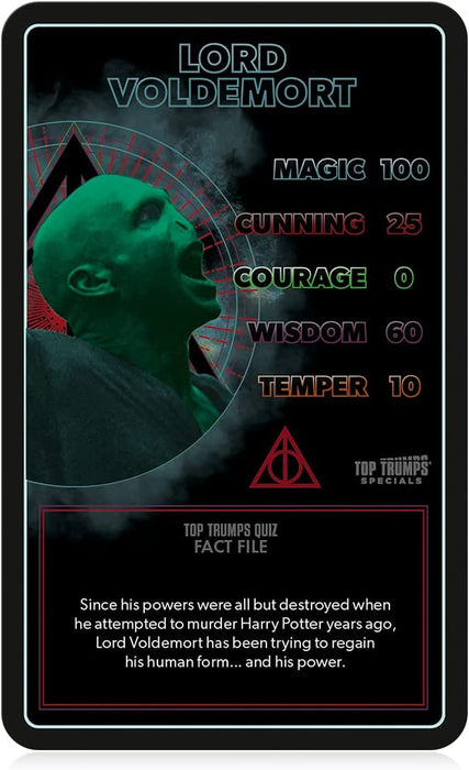 Top Trumps Harry Potter Dark Magic Specials Card Game, Play with Voldemort, Bellatrix Lestrange, Barty Crouch Jr and Draco Malfoy, Educational for 2 plus players makes a great gift for ages 6 plus Single Harry Potter Dark Magic