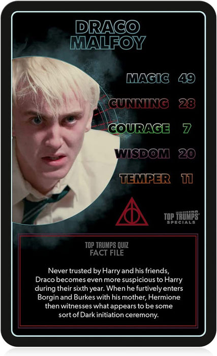 Top Trumps Harry Potter Dark Magic Specials Card Game, Play with Voldemort, Bellatrix Lestrange, Barty Crouch Jr and Draco Malfoy, Educational for 2 plus players makes a great gift for ages 6 plus Single Harry Potter Dark Magic
