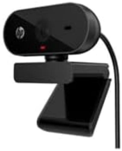 HP PC Webcam 320, 1080p FHD webcam, Compatible with Chrome, Auto Light Corrector, Built-in Microphone, 66 Degree Wide Angle Field of View, Support with 360 Degree Swivel Clip, Black FHD 1080p