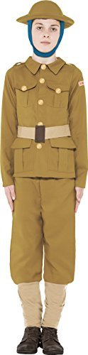 Smiffys Horrible Histories WWI Boy Costume, Green (Size M) - Horrible Histories WWI Boy Costume, Green, with Top, Trousers & Hat