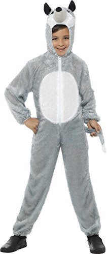 Smiffys Wolf Costume, Grey - `Wolf Costume, Grey, with Hooded Jumpsuit`