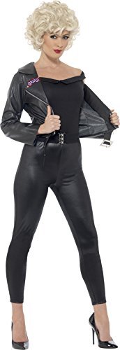 Smiffys Grease Sandy Final Scene Costume, Black (Size M) - Grease Sandy Final Scene Costume, Black, with Jacket, Top, Leggings & Belt