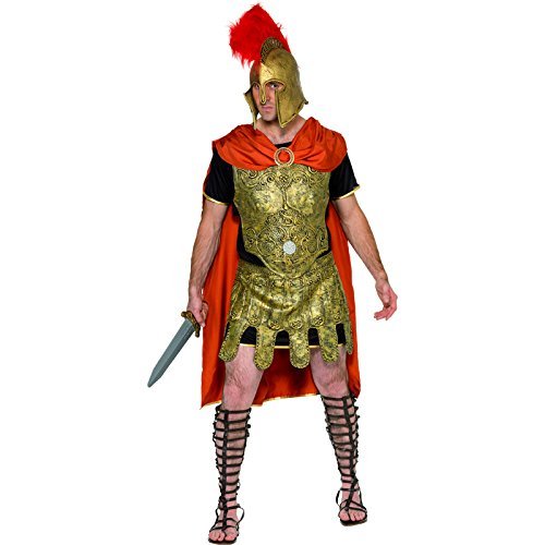 Smiffys Deluxe Roman Soldier Costume, Gold (Size M) - `Deluxe Roman Soldier Costume, Gold, with Cape, Tunic, Latex Breastplate & Latex Skirt -  (Size: M)`