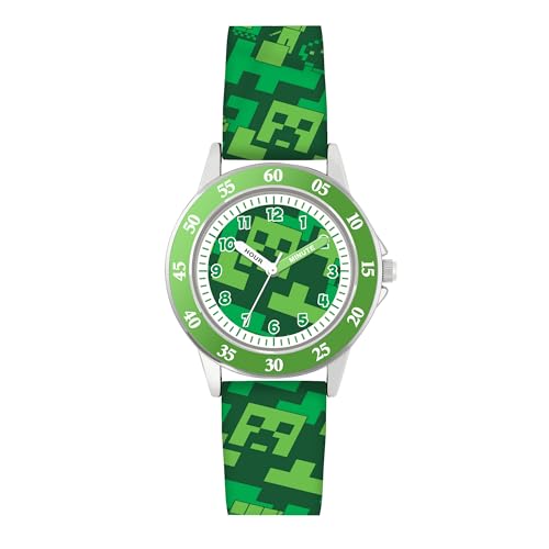 Minecraft Creeper Green Printed Strap Quartz Time Teacher Watch MIN9033
