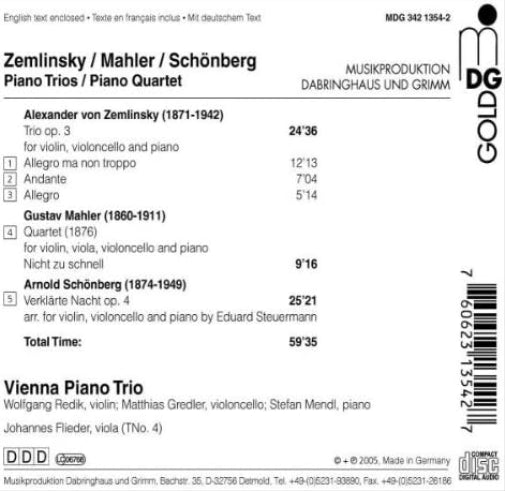 Verklarte Nacht/piano Trio/piano Quartet (Vienna Piano Trio)